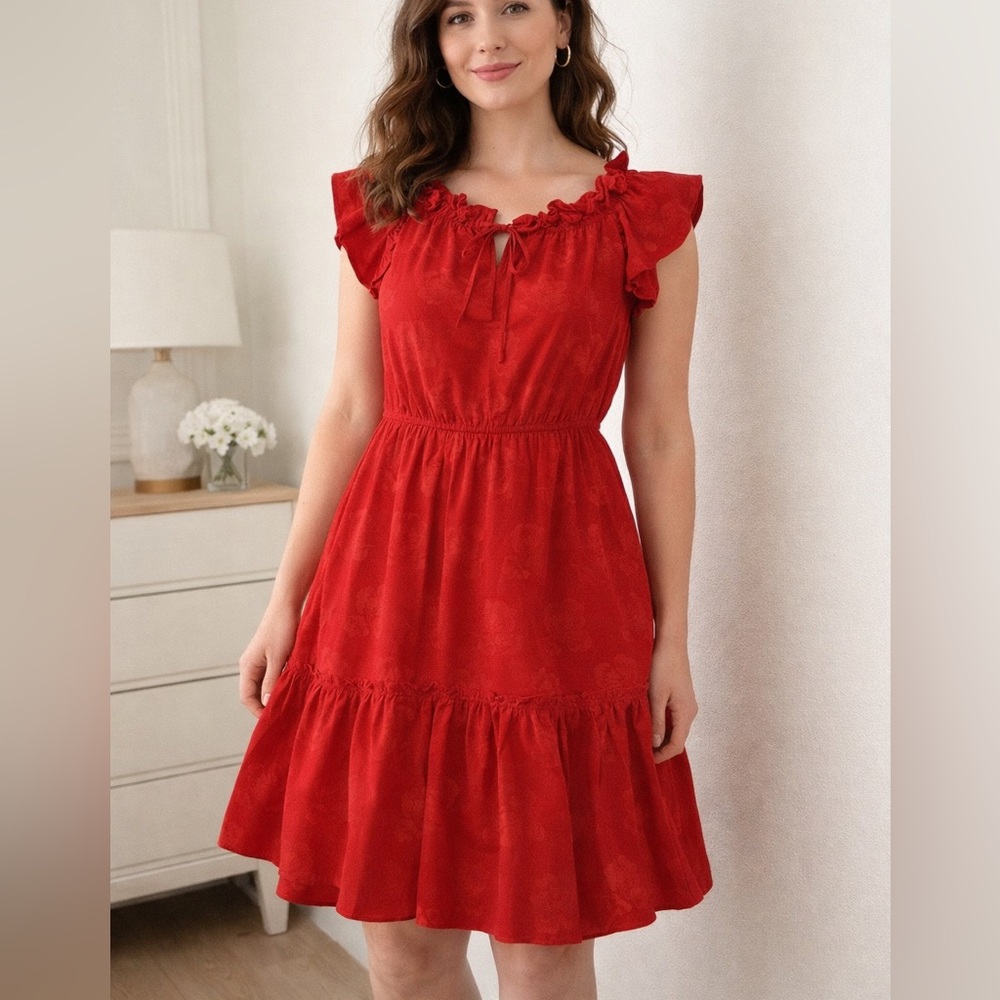 NWT Current Air Red Mini Party Dress with Smocking Size Medium